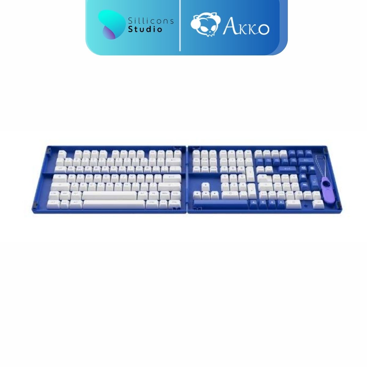 ปุ่มคีย์บอร์ด AKKO PBT สี Blue on White Keycap 197 ปุ่ม ASA Profile