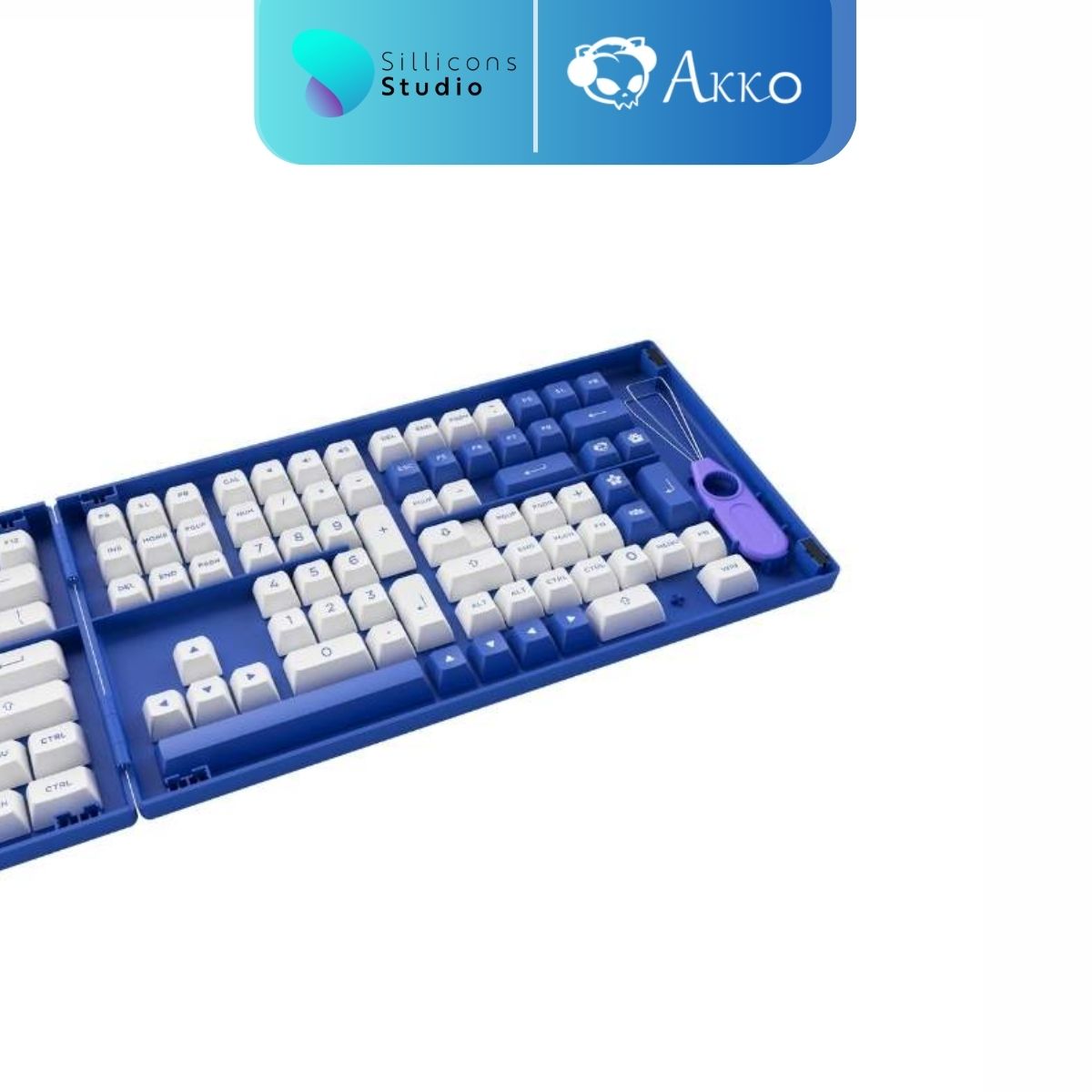 ปุ่มคีย์บอร์ด AKKO PBT สี Blue on White Keycap 197 ปุ่ม ASA Profile