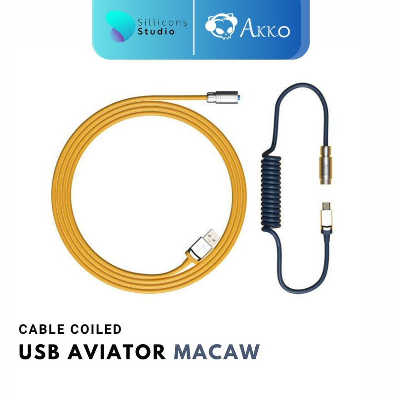 AKKO Coiled Aviator Cable 7 สี สายคีย์บอร์ด USB Type C to A สายขด สำหรับ Mechanical Keyboard คีย์บอร์ดคัสต้อม คีย์บอร์ด