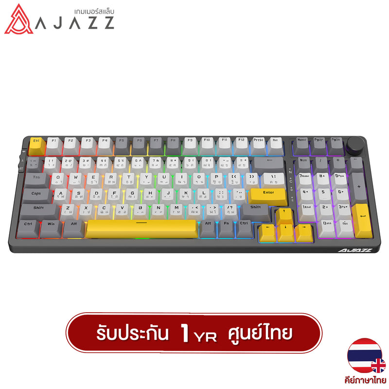 (คีย์ไทย) คีย์บอร์ดเกมมิ่ง Ajazz AK992 Tri-Mod RGB Version 99Key Gasket Mechanical Keyboard รับประกันสินค้า 1 ปี