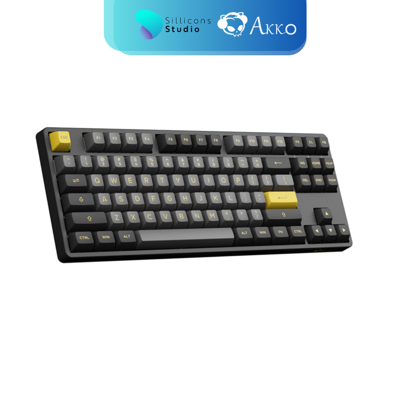 คีย์บอร์ด AKKO 5087B Plus Black & Gold RGB Hotswap 2.4GHz Bluetooth Wireless 87% TKL Mechanical Keyboard
