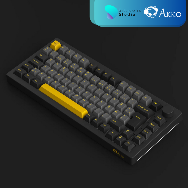 คีย์บอร์ด AKKO 5087B Plus Black & Gold RGB Hotswap 2.4GHz Bluetooth Wireless 87% TKL Mechanical Keyboard