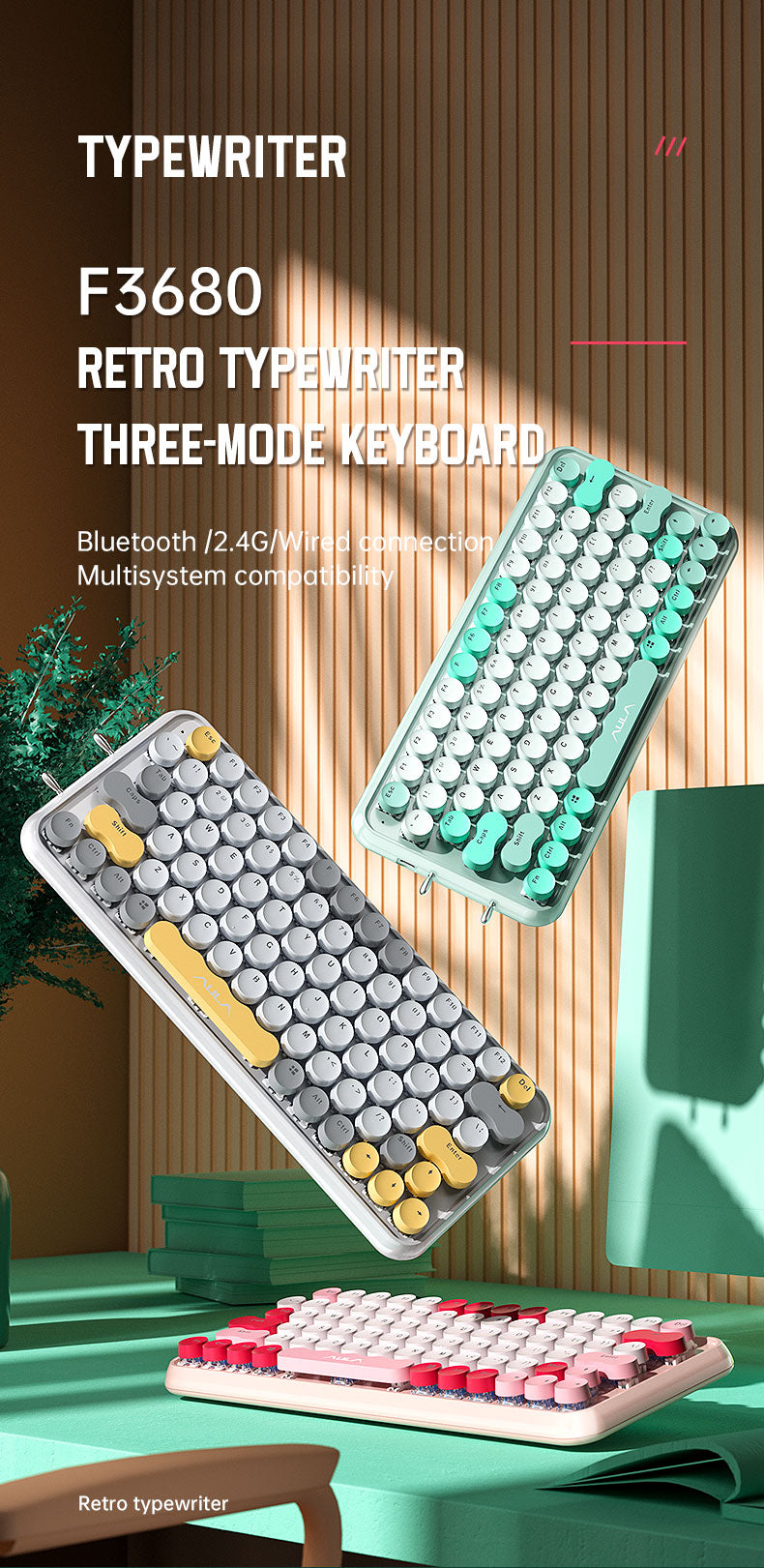 AULA F3680 BT&WIRELESS MECHANICAL KEYBOARD (รับประกันสินค้า 2 ปี)