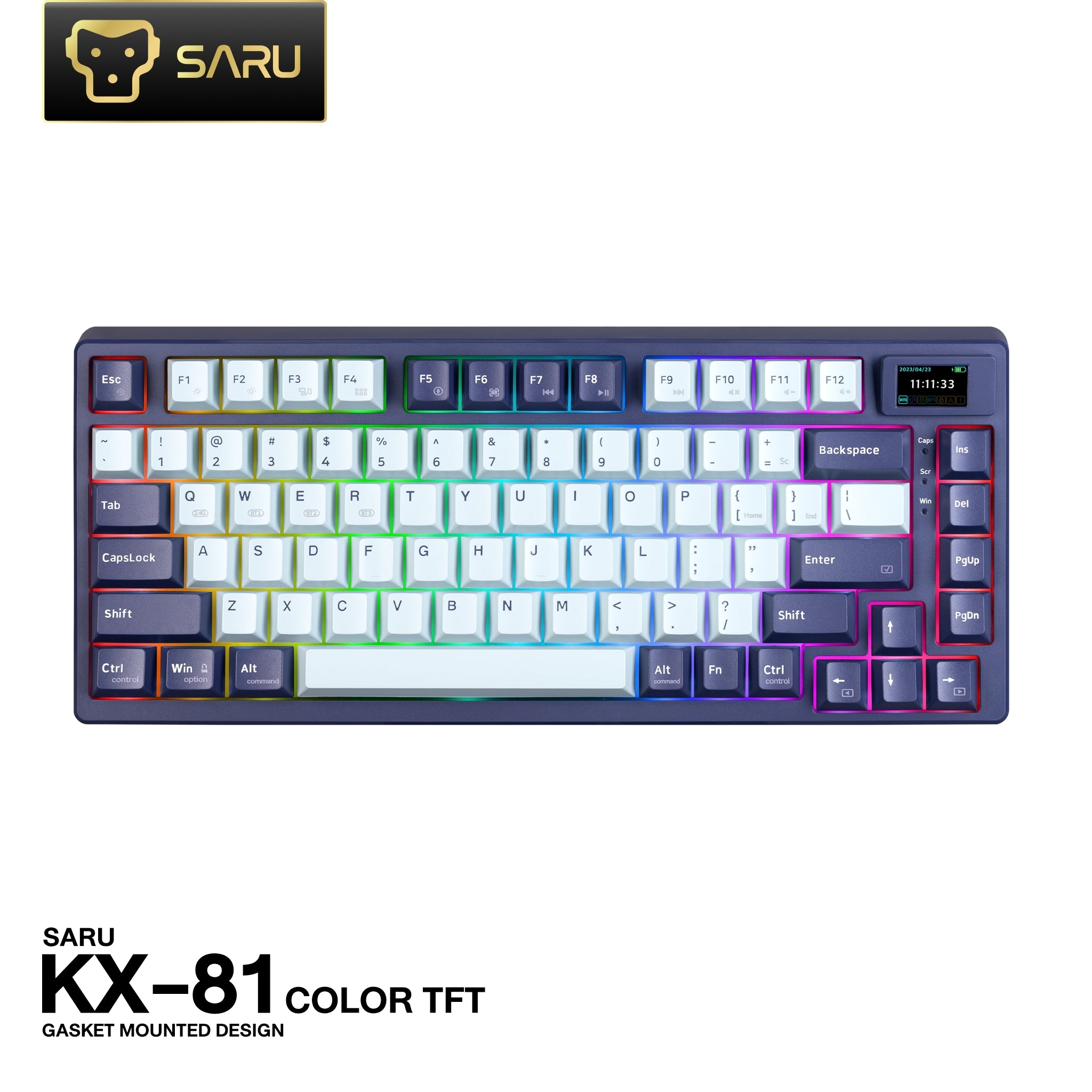 KEYBOARD  SARU KX-81 GASKET MOUNTED CUSTOM KEYBOARD COLOR TFT (EN)