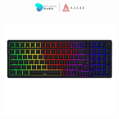 (คีย์ภาษาอังกฤษ) คีย์บอร์ดเกมมิ่ง Ajazz AK992 Side Carve Black Gasket Red Switch Tri-Mod Hotswappable Wireless Mechanical Keyboard รับประ