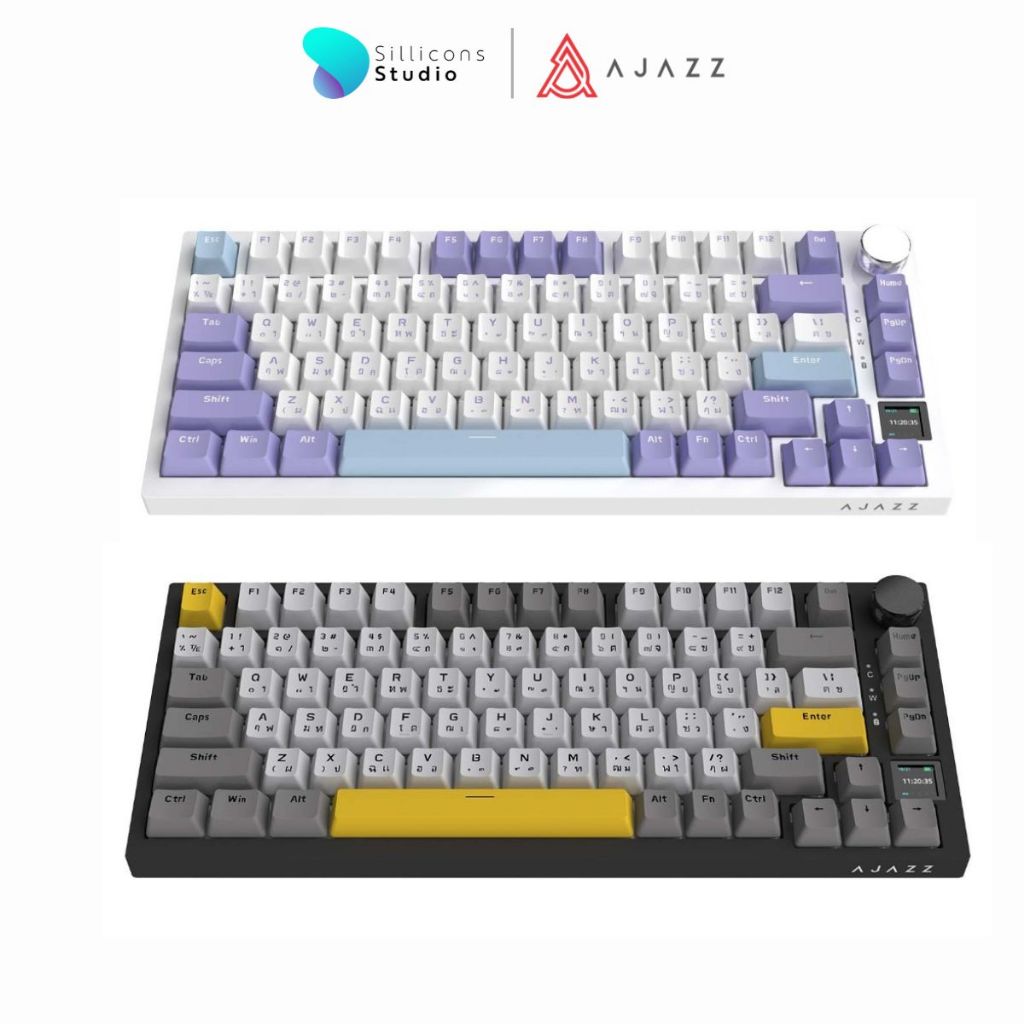 (คีย์ไทย) คีย์บอร์ดเกมมิ่ง Ajazz AK820 Pro TFT Screen Tri-Mod RGB Flying Fish Switch Mechanical Keyboard รับประกันสินค้า 1 ปี