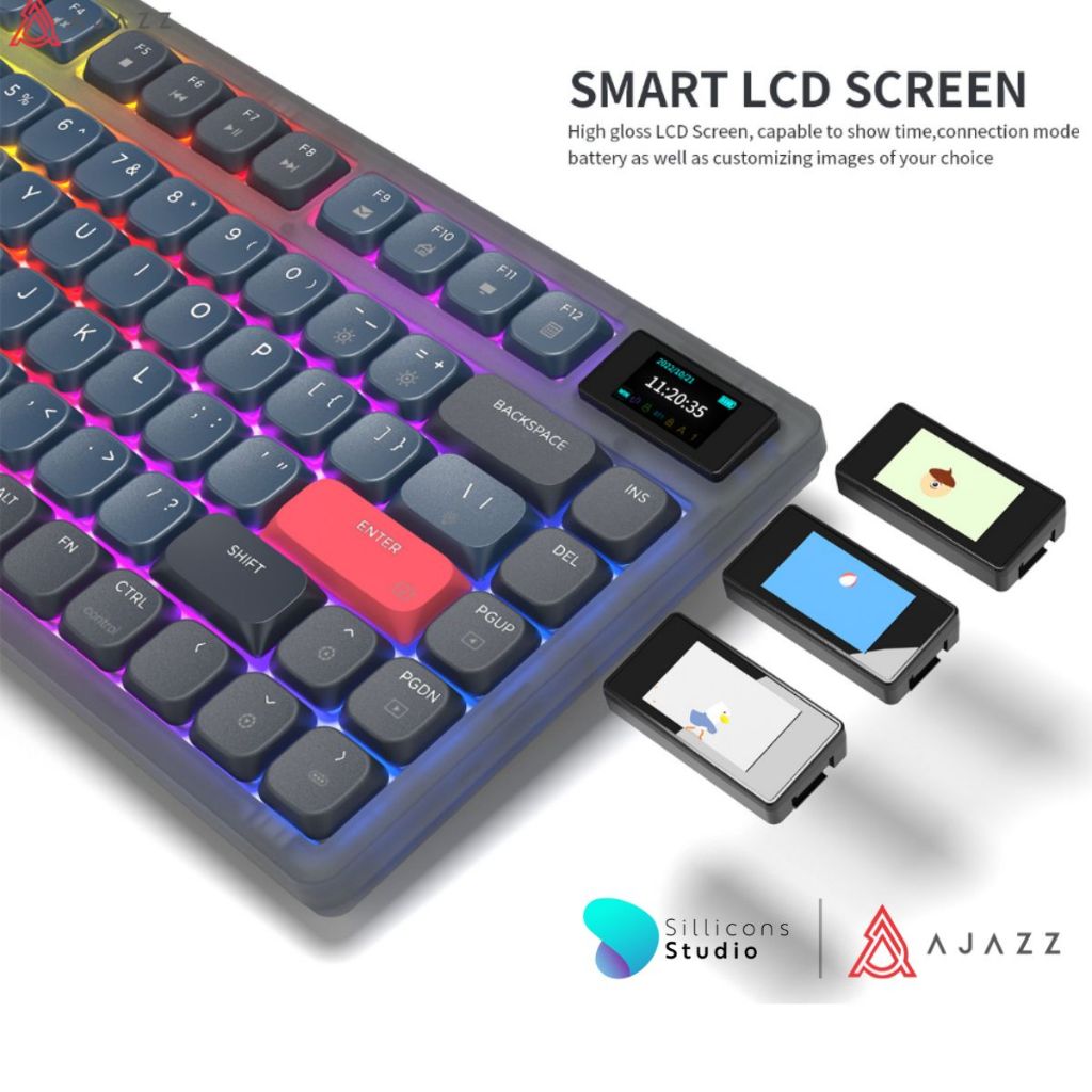 (คีย์ไทย) Ajazz AK832 PRO TFT Tri-Mod Low-Profile Gasket Structure RGB Mechanical Keyboard