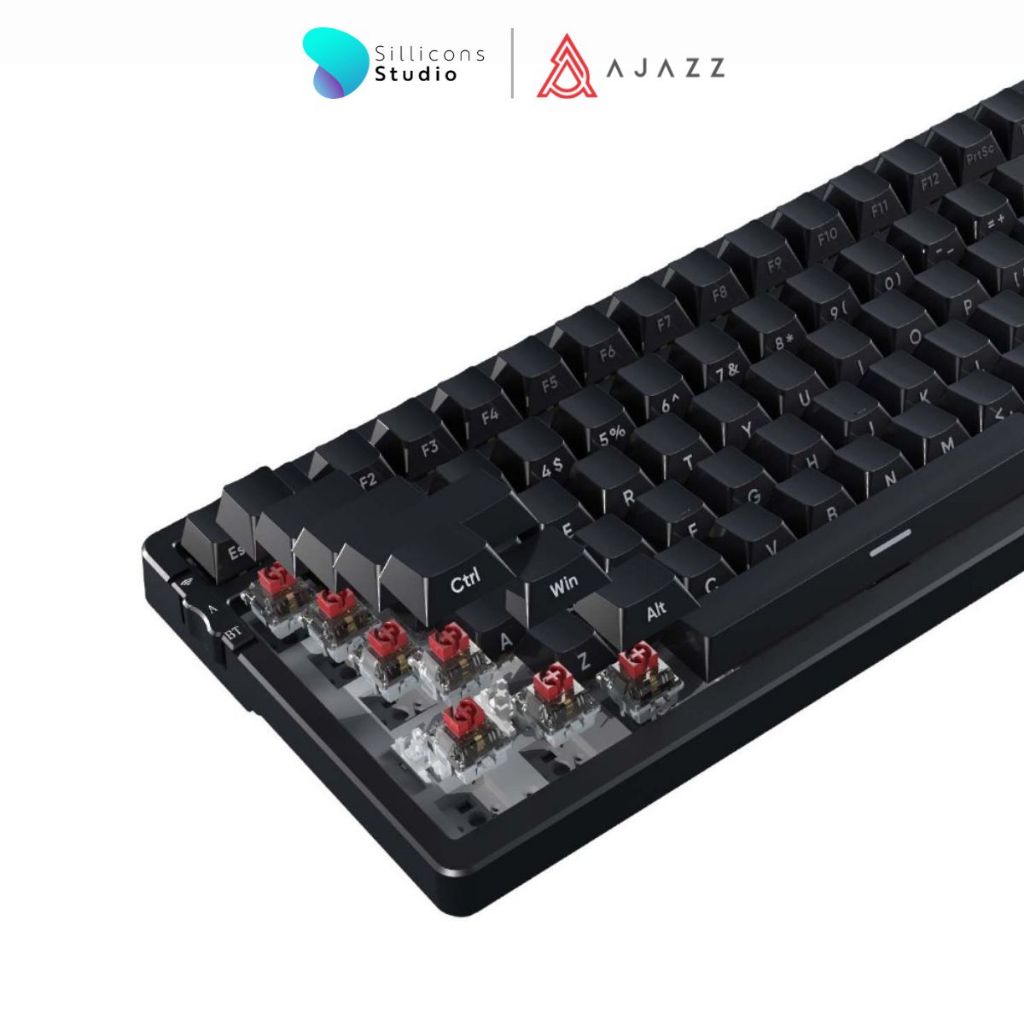 (คีย์ภาษาอังกฤษ) คีย์บอร์ดเกมมิ่ง Ajazz AK992 Side Carve Black Gasket Red Switch Tri-Mod Hotswappable Wireless Mechanical Keyboard รับประ