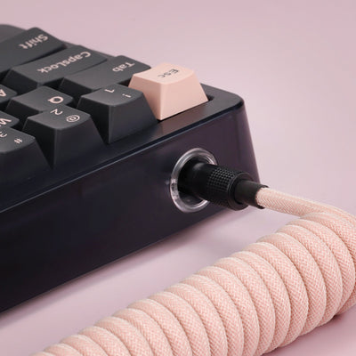 (KBDFANS) COIL CABLE PINK&BLACK HANDMADE CUSTOM MECHANICAL KEYBOARD USB-C