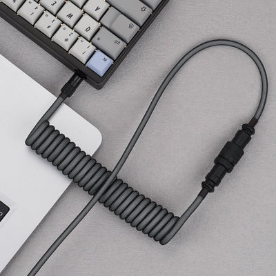 (KBDFANS) CABLE COIL GREY&BLACK HANDMADE CUSTOM MECHANICAL KEYBOARD USB-C