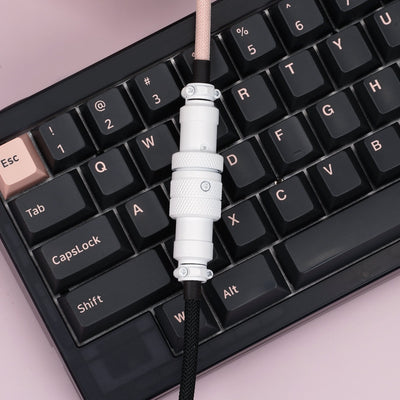 (KBDFANS) COIL CABLE PINK&BLACK HANDMADE CUSTOM MECHANICAL KEYBOARD USB-C